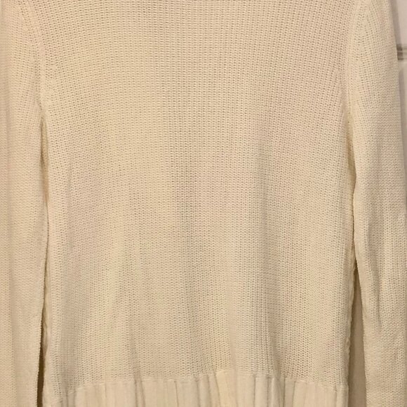 White House Black Market Off White Asymmetrical Zip Up Knit Cardigan Size M - Picture 9 of 11